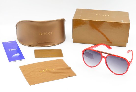 Gucci Aviator Sunglasses - In Red - With Case & Box