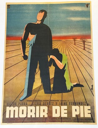 Vintage 1957 Mexican One-Sheet Movie Poster - MORIR DE PIE  - Linen Backed
