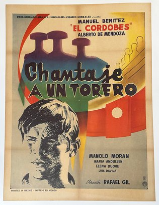 Vintage 1963 Mexican One-Sheet Movie Poster - CHANTAJE A UN TORERO - Linen Backed