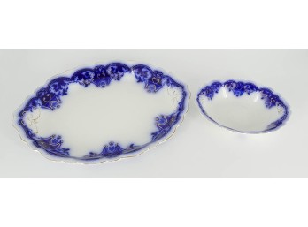 Johnson Bros Blue Danube Flow Blue Large Platter And Serving Bowl