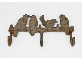 Vintage Cast Iron Wall-Mounted Lovebirds Coat Rack