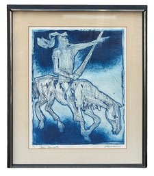 Irving Amen Etching - Don Quixote (in Blue) - Excellent Mid-Century Piece