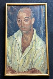 Vintage Oil On Board Portrait Painting