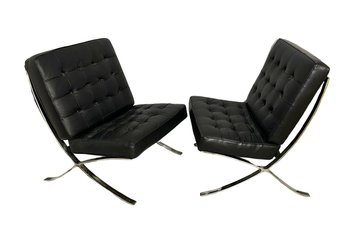 Pair Of Vintage Mid-Century Modern Mies Van Der Rohe Barcelona Style Chairs