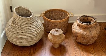 4 Different Baskets - Seagrass, Wicker, Coconut Husk