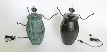 Pair Of Robert Abbey Arts & Crafts Bean Pot Table Lamp Bases
