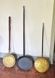 19th Century Bedwarmers And Long Handled Pan