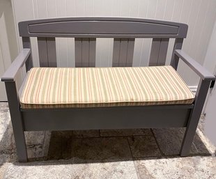 Wooden Bench With Cushion - In Grey