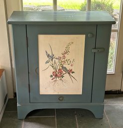 Painted Wooden Cupboard/Cabinet - Floral Decoration - 28' Tall