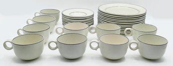 Mid-Century Modern 1970's Gustavsberg Stoneware Pottery 30-Piece Cup/Saucer/Plate Set - Birka Pattern