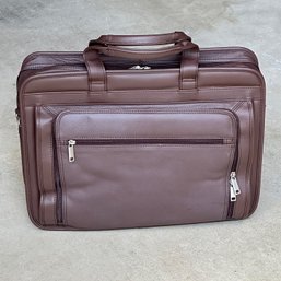 Brown Leather Briefcase / Laptop / Messenger Bag - Handles & Shoulder Strap - Brand New