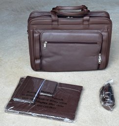 Brown Leather Briefcase / Laptop / Messenger Bag - Handles & Shoulder Strap - Brand New