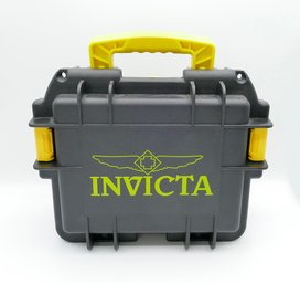 New Invicta 3-Slot Waterproof Hard Watch Case, In Black / Yellow