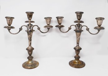 Pair Of Gorham Sterling Silver Three-Light Candelabras - Strasbourg Pattern