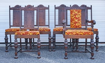 Set Of 6 Jacobean Style Carved Dining Chairs