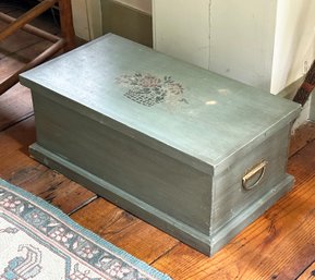 Painted Wooden Chest With Stenciled Decoration