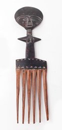 Vintage African Carved Wooden Tribal Comb - Ghana