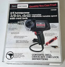 Craftsman 2/5 Horsepower 3/8' Drill - Never Used In Sealed Box