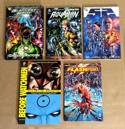 Lot Of 5 DC Comics Hardcover & Paperback Novels / Comic Books - Flash , Green Lantern, Watchmen, Etc