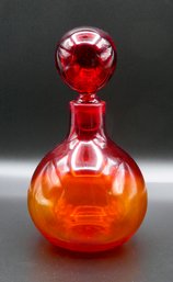 Vintage Hand-Blown Amberina Glass Decanter