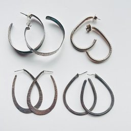 Lot Of 4 Pairs Of Vintage Sterling Silver Earrings