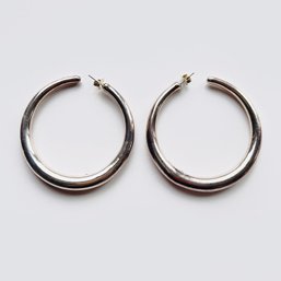 Large Electroform Hoop Silver Earrings - Marked Israel