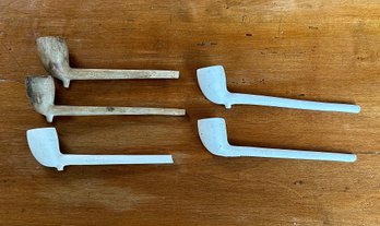 Set Of Five Vintage Clay Pipes