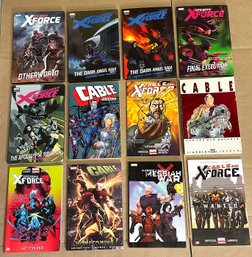 Lot Of 12 Marvel Comics Hardcover & Paperback Novels / Comic Books - X-Force, Cable - Approx Cover Price $275