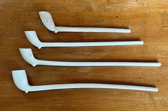 Set Of Four Vintage Long Stem Clay Pipes