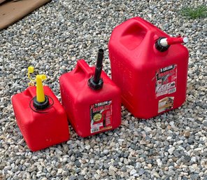 3 Plastic Gas Tanks - 5, 2, And 1 Gallon