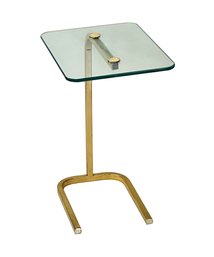 Mid-Century Modern Brass & Glass Side Table