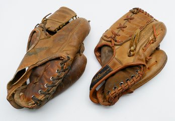 Pair Of Vintage Baseball Gloves - 1960's Jim Pearsall & 1970's Rod Carew