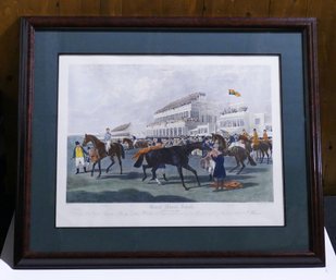 Hand Coloured Engraving After J. F. Herring 'Grandstand Ascot - Gold Cup Day 1839' - Horse Racing