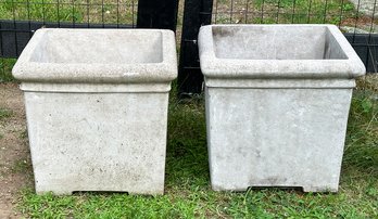 Pair Of Henri Studio 17' Medium Square Cement Planters - Original Cost $700