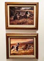 Pair Of Nancy Glazier Horse Giclee On Canvas Prints - Framed - 13.5' X 16.5'