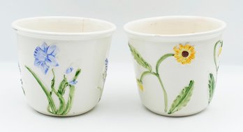 Pair Of Italian Zeta Bassano Porcelain 4.5'h Planters/Pots