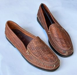 Johnston & Murphy Tiburon Woven Mens Coffee Leather Shoes - Size 11 US - Never Worn In Box