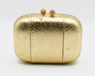 Kotur (Italy) Genuine Gold Snakeskin Knot Clutch