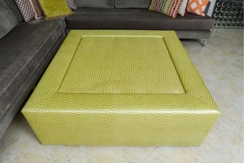 Large Kravet Square Ottoman / Cocktail Table In A Kinase Pear Upholstery - $3425 Cost