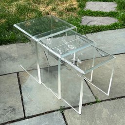 Set Of 3 Vintage Modern Lucite Nesting Tables - Circa 1970's-1980's  - One Of Two Sets Available