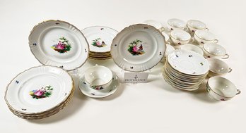 12 Ludwigsburg  Dessert Plates And Cups And Saucers With Sugar And Creamer. Pattern: Man And Woman