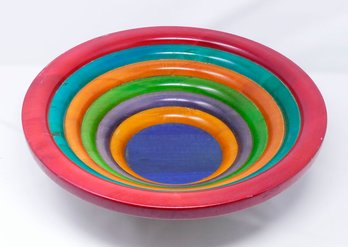 Manzoni Pietro For Vietri 16.375' Multi-Colored Wooden Ring Bowl