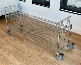 Metro Super Erecta Industrial Two-Tier Wire Shelf/Rack, On Casters (18'd X 60'w)- In Polished Stainless Steel