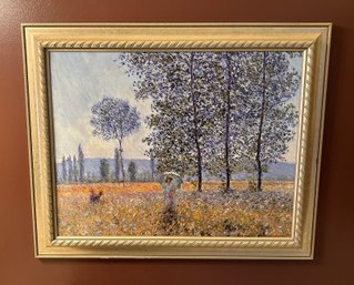 Claude Monet 'Field Of Spring' Giclee On Canvas - Framed (26.25' X 32.25')