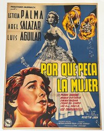 Vintage 1952 Mexican One-Sheet Movie Poster - POR QUE PECA LA MUJER  - Linen Backed