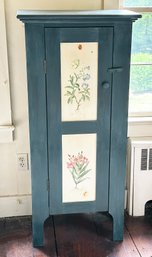 Painted Wooden Cupboard/Cabinet - With Floral Decorations