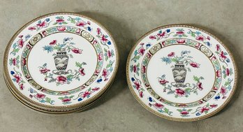 Set Of 6 Antique Ovington Bros / Royal Doulton Asian Inspired Dinner Plates - 10.5'd