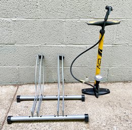 BV Bicycle Pump & Dual Road Bike Stand