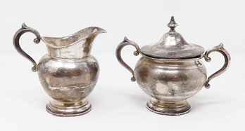 Gorham Sterling Silver Creamer Pitcher (512) & Lidded Sugar Bowl (511c) - Puritan Pattern