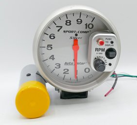 Auto Meter Sport-Comp Silver Shift-Lite 5' Tachometer & 9117 Tach Adapter